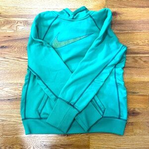Green Nike Hoodie with Gold Logo